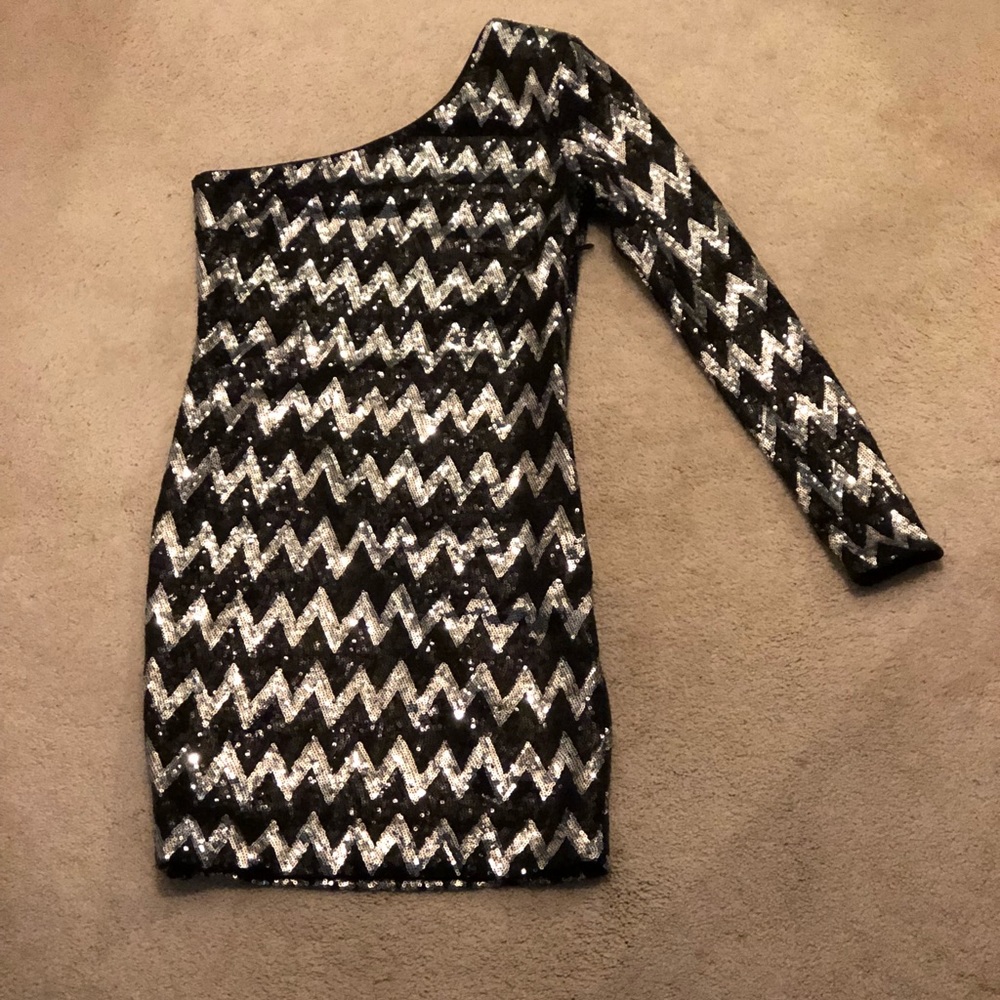 bebe black and silver sequin dress. Size small